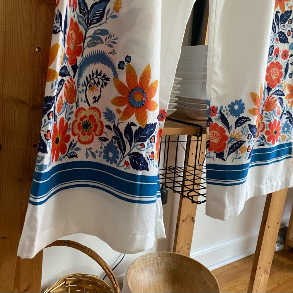 Anthropologie White Blue Orange Floral Print Pajama Pants XL - Picture 10 of 16